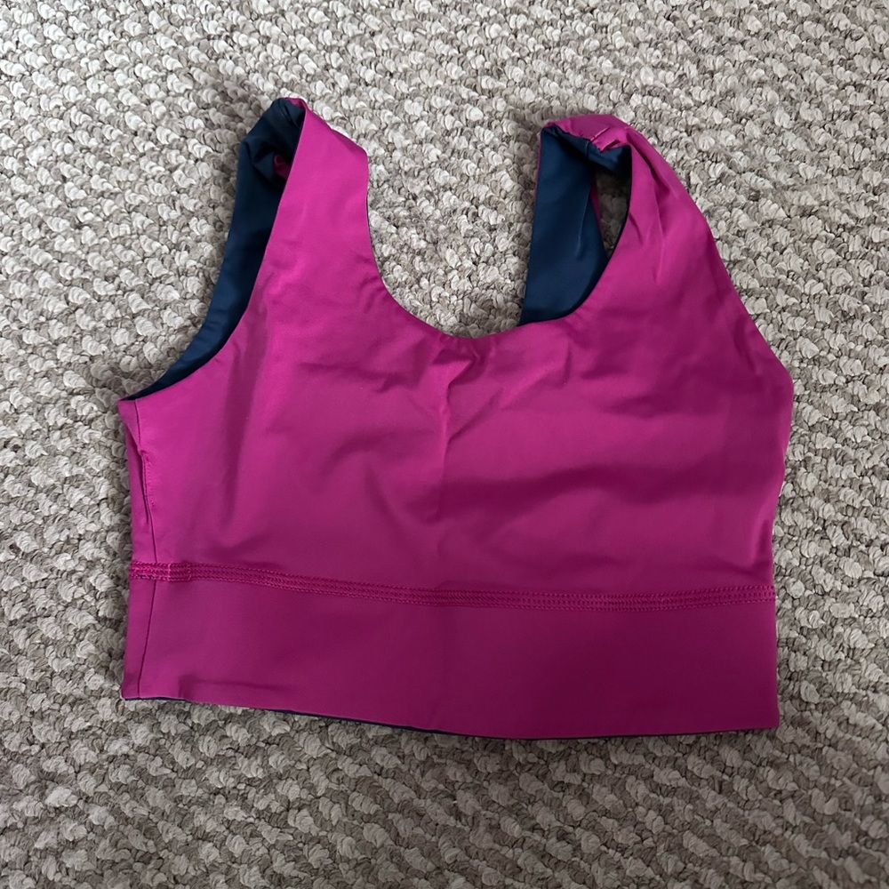 Women's Pink and navy blue reversible sports bra